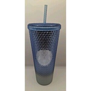 Starbucks 24oz Holiday 2023 ICICLE Blue Silver Ombre Gradient Studded Tumbler